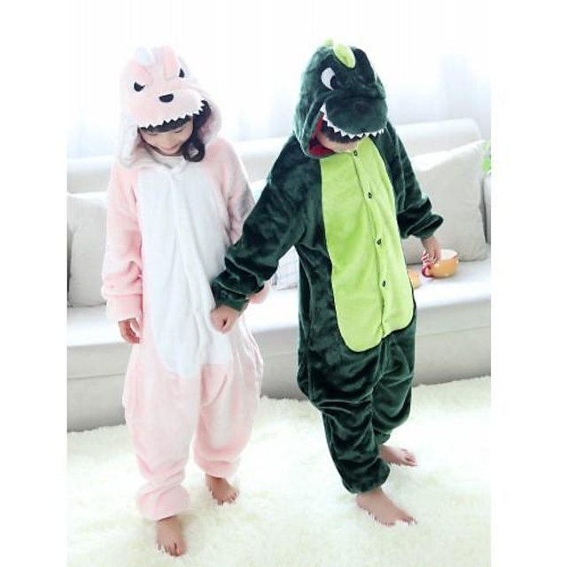 Toys & Hobbies Cosplay & Costumes | Kids Kigurumi Pajamas Dinosaur Animal Onesie Pajamas Flannel Toison Green / Pink Cosplay For