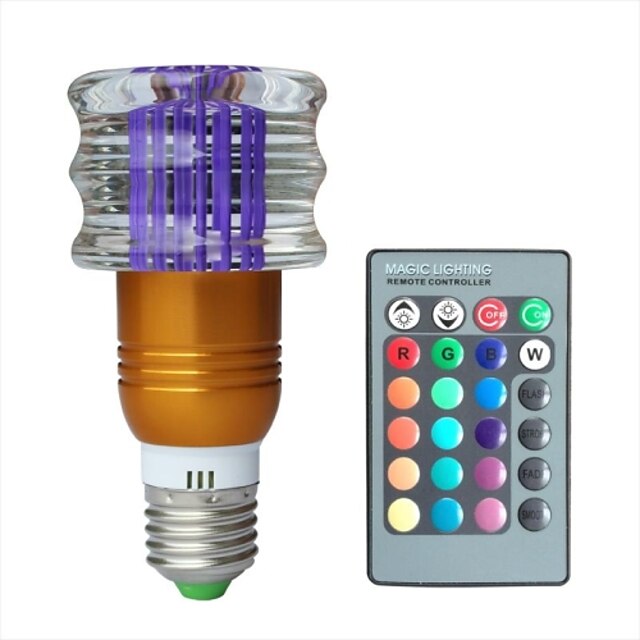  jiawen® e27 3w rgb 16 kleuren kristal LED lamp met afstandsbediening (ac 100-220V)