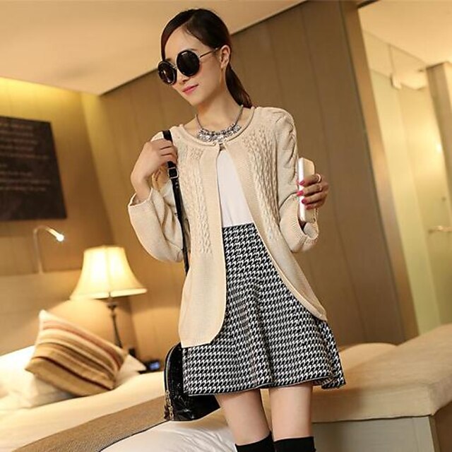  Women's Korean Version of The Retro Clip Color Knit Cardigan Sweater