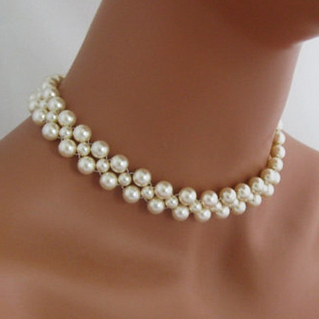  Damen Perlen Halsketten Stränge Halskette Brautkleidung Künstliche Perle Weiß Modische Halsketten Schmuck Für Hochzeit Party Normal Alltag