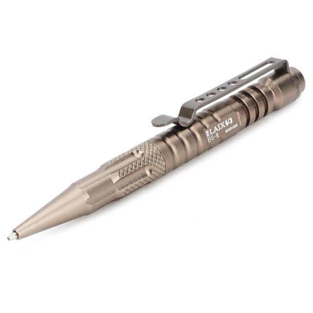  Laix  Retractable Clip-on Aluminum Emergency EDC Tactical Ink Pen - Brown
