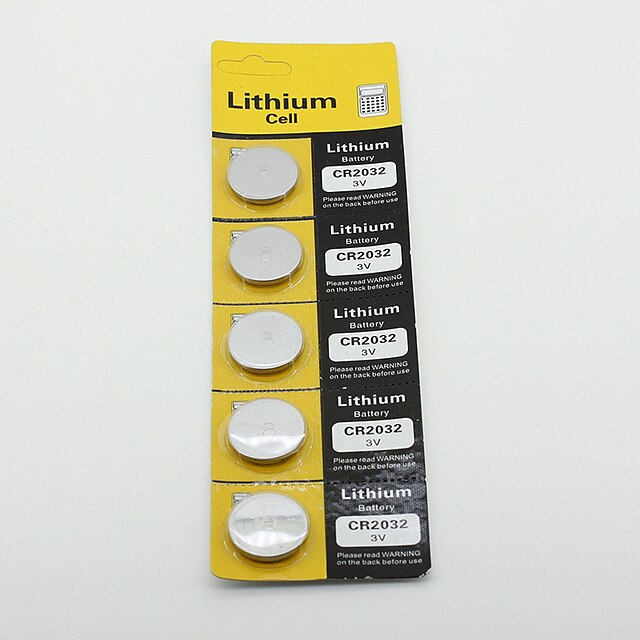  Piles Boutons, Haute Capacité, Lithium, CR2032 3V (5 Piles)