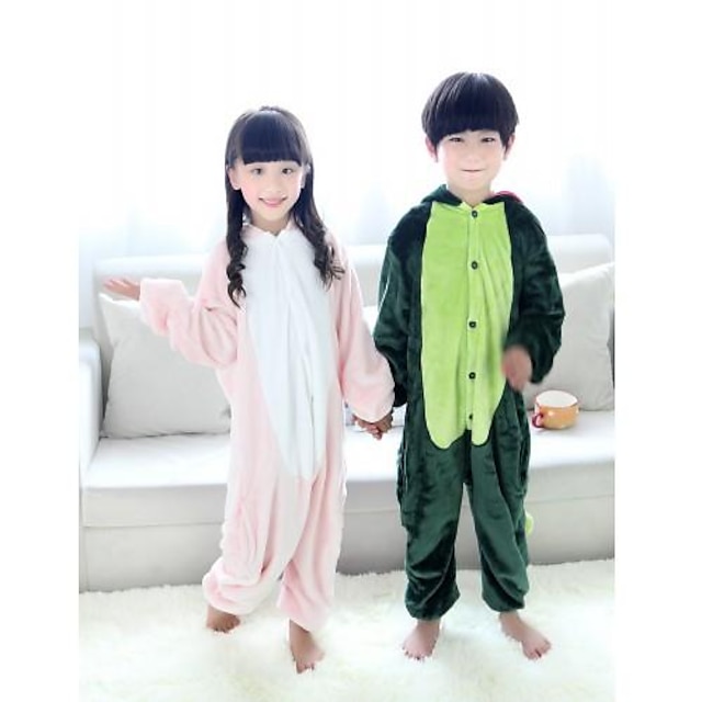 Toys & Hobbies Cosplay & Costumes | Kids Kigurumi Pajamas Dinosaur Animal Onesie Pajamas Flannel Toison Green / Pink Cosplay For