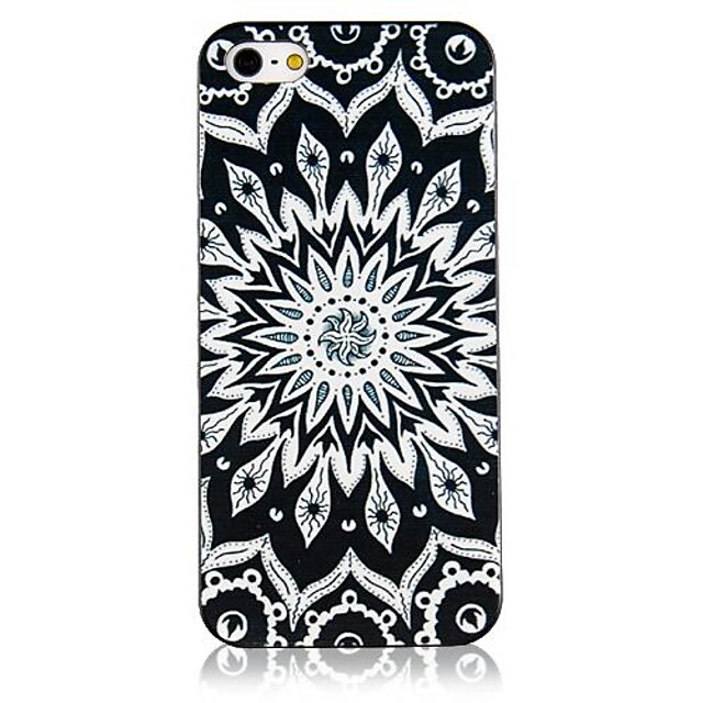 Black and White Totem Pattern Black Frame Back Case for iPhone 4/4S ...