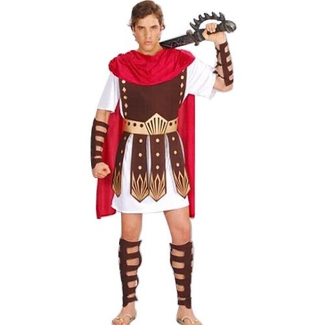  Roman Costumes Gladiator Cosplay Costume Party Costume Masquerade Men's Ancient Greek Ancient Rome Halloween Carnival New Year Festival / Holiday Polyester Outfits Red+Brown Patchwork