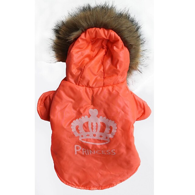  Gato Perro Saco y Capucha Tiaras y Coronas Invierno Ropa para Perro Transpirable Naranja Disfraz Terileno XS S M L