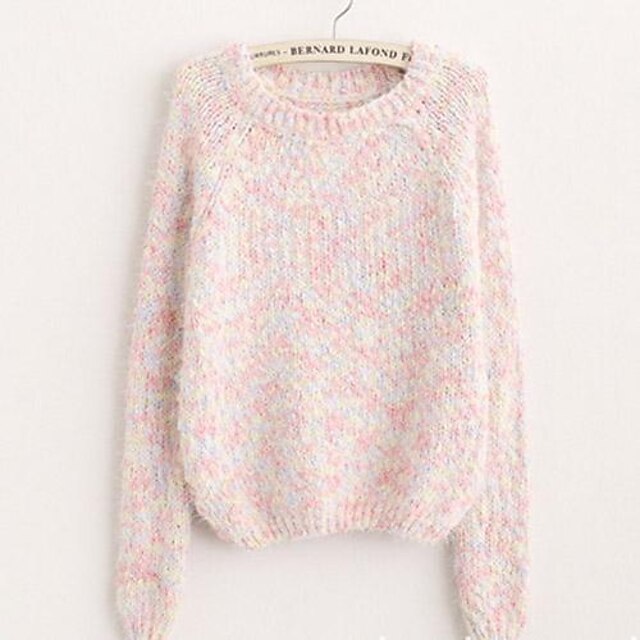  Women's Sweet Fall Wear with Color Dot Mohair Short Pullover Sweater