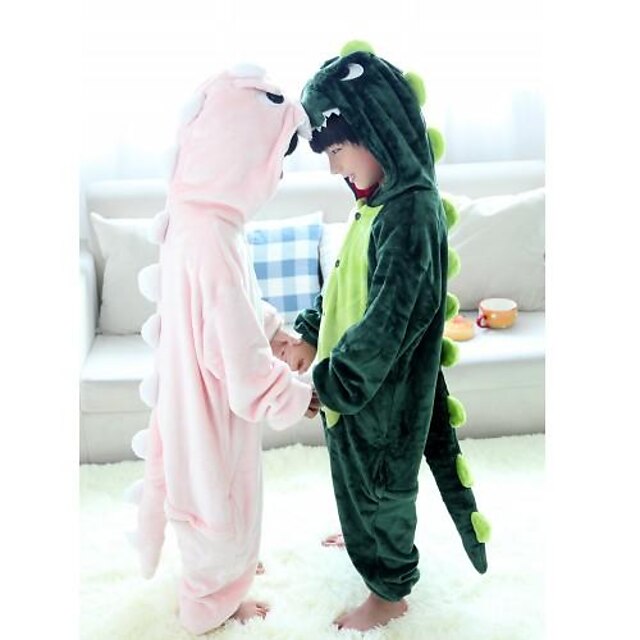 Toys & Hobbies Cosplay & Costumes | Kids Kigurumi Pajamas Dinosaur Animal Onesie Pajamas Flannel Toison Green / Pink Cosplay For