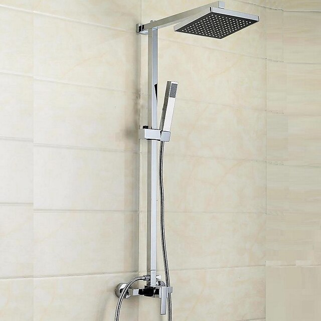  Rubinetto doccia - Moderno / Modern Cromo Sistema doccia Valvola in ceramica Bath Shower Mixer Taps / Ottone / Una manopola Tre fori
