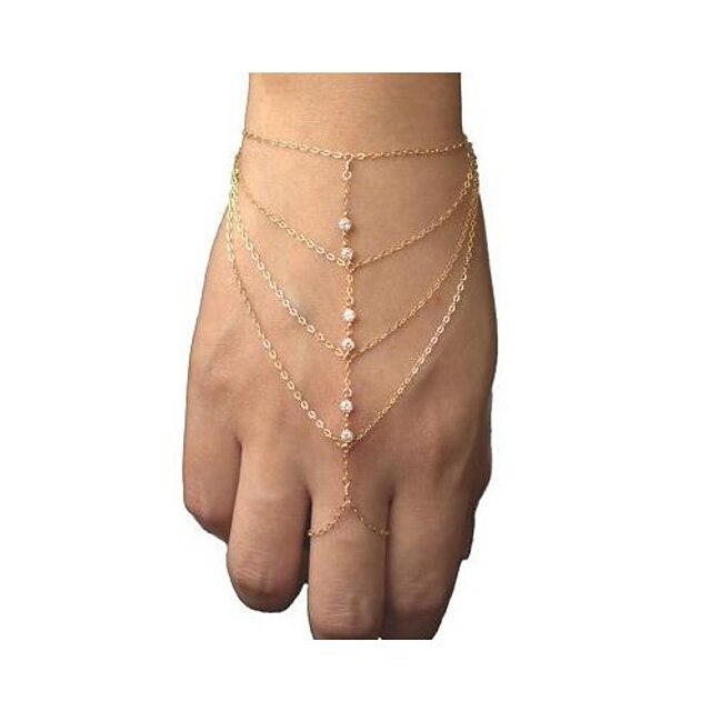 Dam Ringarmband Guldens slavar damer Mode Europeisk Minimalistisk Stil Bergkristall Armband Smycken Till Julklappar Fest Tillfällig Dagligen