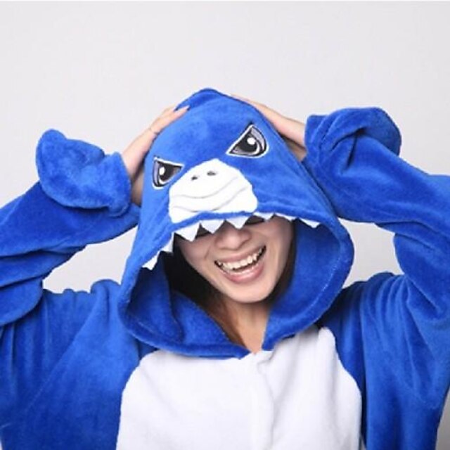 Toys & Hobbies Cosplay & Costumes | Kigurumi Kigurumi Pajamas Shark Animal Onesie Pajamas Coral fleece Yellow / Ink Blue / Blue 