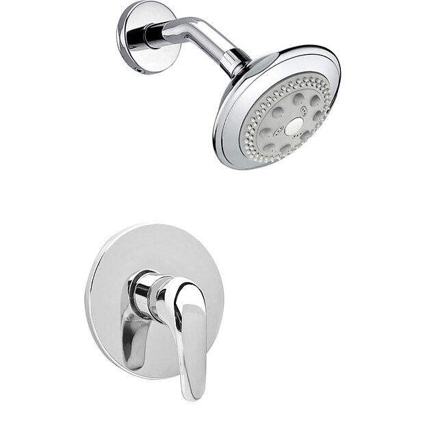  Robinete de Duș A stabilit - Duș Ploaie Contemporan Crom Montaj Perete Valvă Ceramică Bath Shower Mixer Taps / Singur mâner două găuri