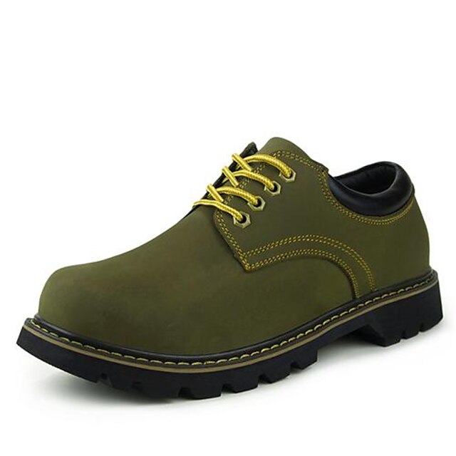  Men's Shoes Leather Spring / Summer / Fall Flat Heel Lace-up Brown / Yellow / Green