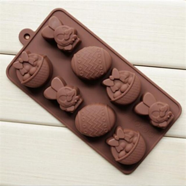  סל ארנב הפסחא של תבניות שוקולד קרח ג'לי עוגת צורת ביצים, סיליקון סנטימטר 20.8 × 10.5 × 2.8 (8.2 × 4.1 × 1.1 אינץ)