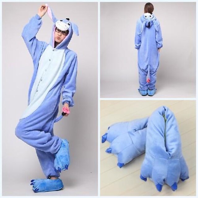  Volwassenen Kigurumi pyjamas met pantoffels Ezel Dieren Onesie pyjamas Knuffelfleece Cosplay Voor Mannen & Vrouwen Dieren nachtkleding spotprent Festival / Feestdagen kostuums