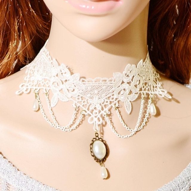  Women's Choker Necklace Collar Necklace Tattoo Style Elegant Fashion Bridal Pearl Lace Necklace Jewelry For Wedding Party / Statement Necklace / Vintage Necklace / Tattoo Choker Necklace