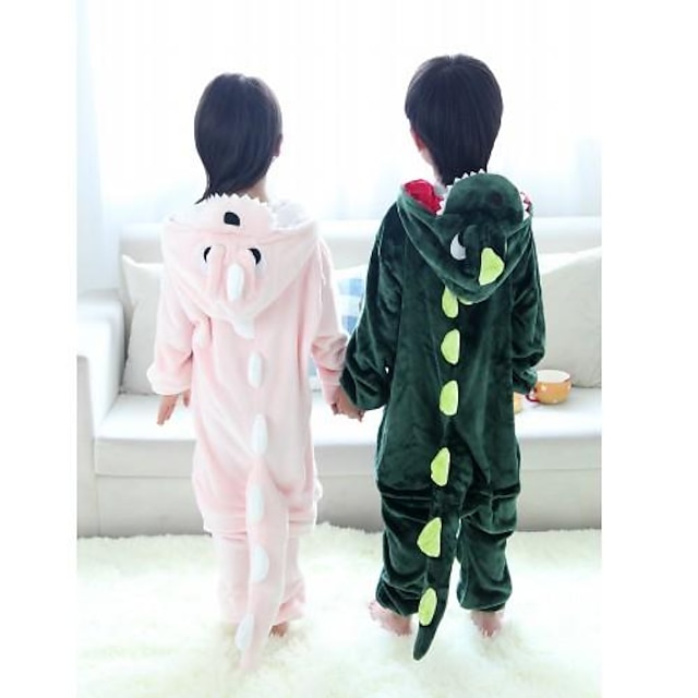 Toys & Hobbies Cosplay & Costumes | Kids Kigurumi Pajamas Dinosaur Animal Onesie Pajamas Flannel Toison Green / Pink Cosplay For