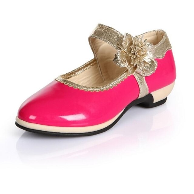  בנות נעליים דמוי עור אביב / קיץ / סתיו נעלי בובה (מרי ג'יין) שטוחות פרח סאטן ל שחור / לבן / ורוד