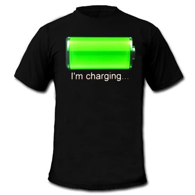  Camiseta com LED Luzes LED Activadas pelo Som Algodão Inovador 2 Baterias AAA