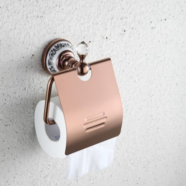  zeitgenössische Wand Mount Rose Gold Finish Messing Toilettenpapierhalter