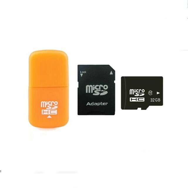  32gb klass 10 microSDHC tf minneskort med sd sdhc adapter och usb-kortläsare