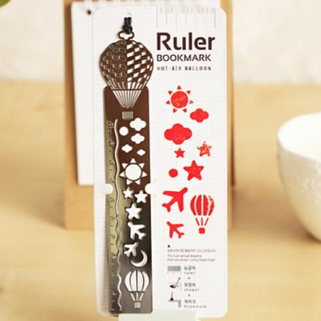  Multi-Function Metal Hollow-out Drawing Ruler Bookmark(Hot Air Balloon)