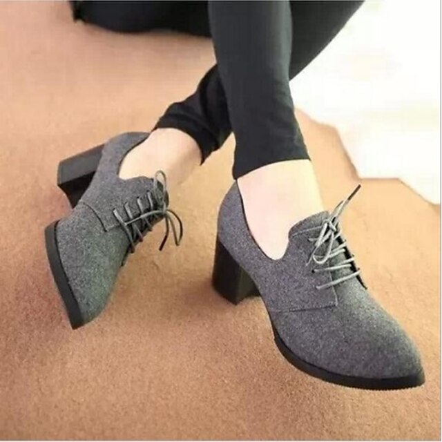  Women's Spring / Fall / Winter Heels / Closed Toe Suede / Velvet Office & Career / Casual Chunky Heel Lace-up Black / Gray
