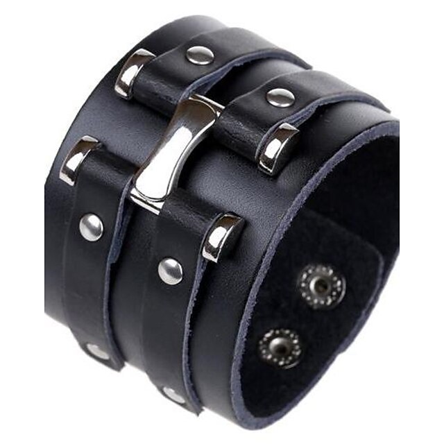  Bracelets en cuir Homme Tendance Cuir Des sports Personnalisé unique Mode Punk Européen Bracelet Bijoux Noir Marron pour Quotidien