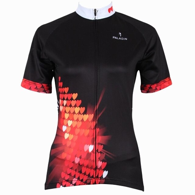  ILPALADINO Women's Short Sleeve Cycling Jersey Black Cartoon Plus Size Bike Jersey Top Mountain Bike MTB Road Bike Cycling Breathable Quick Dry Ultraviolet Resistant Sports Clothing Apparel