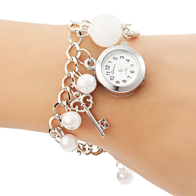  Women's Pearl Pendant Alloy Band Quartz Bracelet Watch Cool Watches Unique Watches