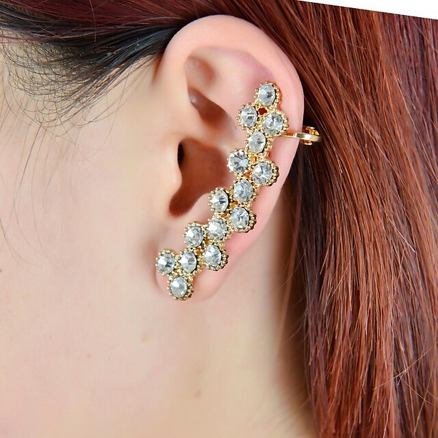  Mulheres Punhos da orelha Luxo Strass Imitações de Diamante Brincos Jóias Para Casamento Festa Diário Casual Esportes