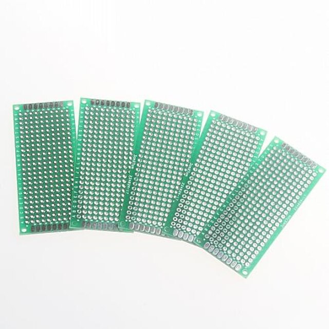  3 x 7 סנטימטר protoboard צדדי כפול PCB המגרש 2.54mm - ירוק (5pcs)