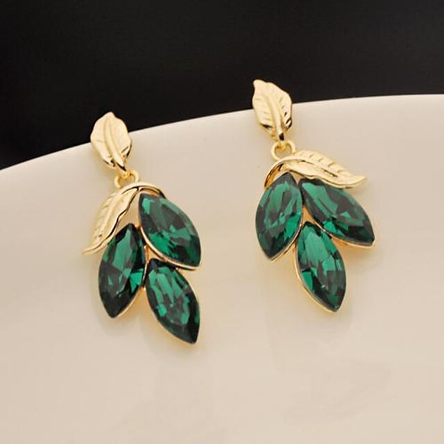  Women's Elegant Synthetic Gemstones Leaf Jewelry For