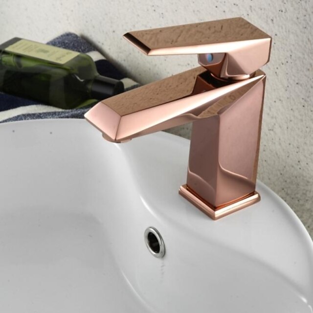  Håndvasken vandhane - Roterbar Rose Guld Centersat Et Hul / Enkelt håndtag Et HulBath Taps