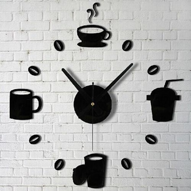  Wall Clock Stickers Wall Decals, Bar Coffee Cup 3D Acrylic Wall Stickers