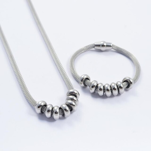  acier de titane d'argent de la mode collier de perles de charme de chaîne de serpent et bracelets ensembles