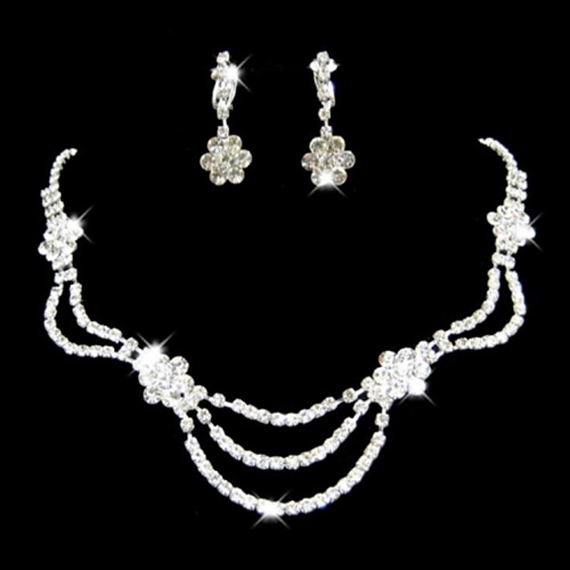  Wie im Bild dargestellt Schmuck-Set - Strass Einschließen Silber Für Hochzeit Party Besondere Anlässe / Jahrestag / Geburtstag / Verlobung / Geschenk