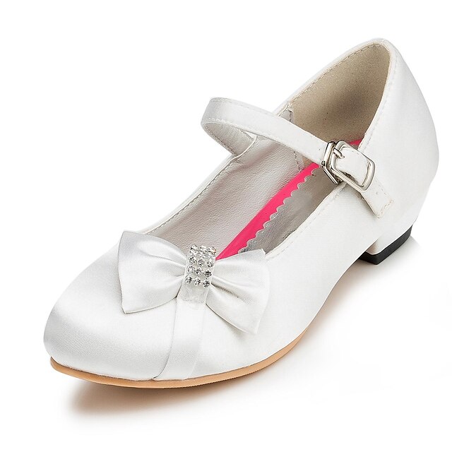  Girls' Shoes Satin Spring / Summer / Fall Comfort Heels Bowknot for White / Red / Pink / Wedding / Wedding / Rubber
