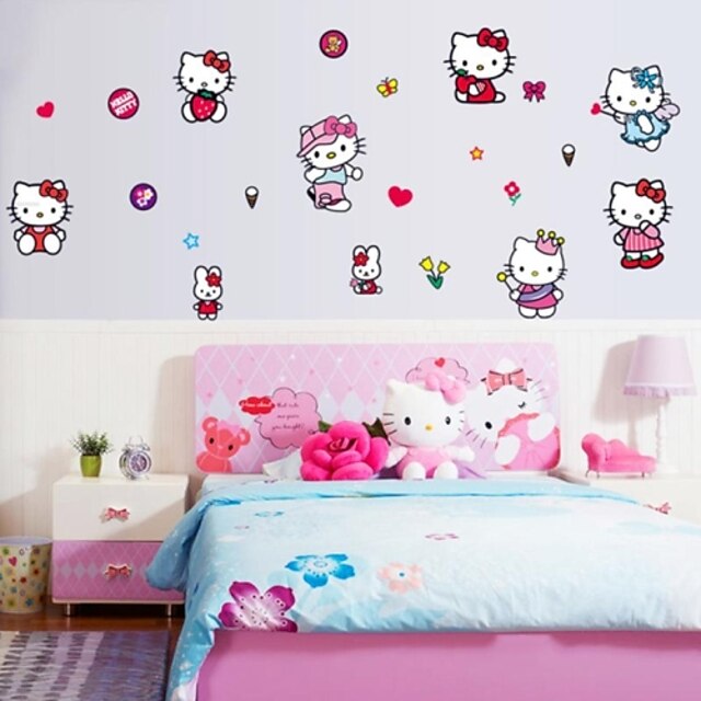  doudouwo® αυτοκόλλητα αυτοκόλλητα τοίχο, κινούμενα σχέδια το αυτοκόλλητο pvc τοίχο όμορφη γάτα