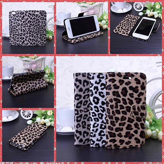  Leopard Pattern Full Body Leather Case with Stand for iPhone 6(Assorted Colors)