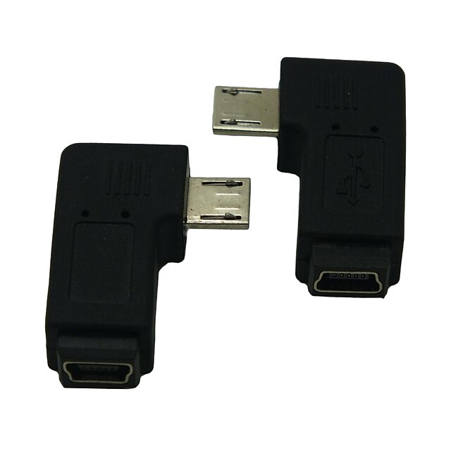  droite / gauche à angle de 90 degrés micro usb mâle à l'extension adaptateur femelle convertisseur