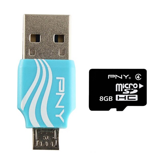  PNY On-The-GO MicroSDHC Card Reader USB 8GB OTG Flash Drive
