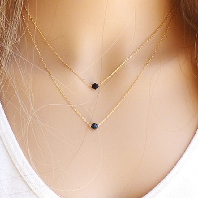  Golden / Black Pendant Necklaces Alloy / Gem Party / Daily / Casual Jewelry