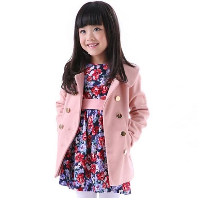  dívčí dvouřadový vlněný kabát sako