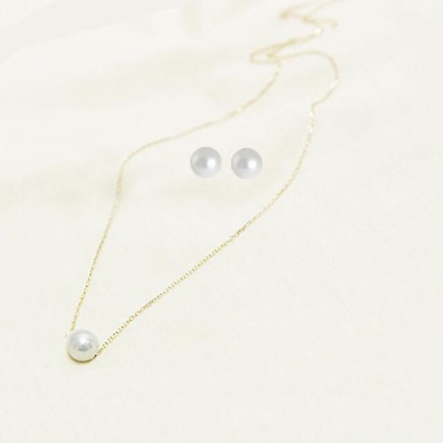  Women's Pearl Jewelry Set Floating Ladies Imitation Pearl Earrings Jewelry White For Daily / Necklace