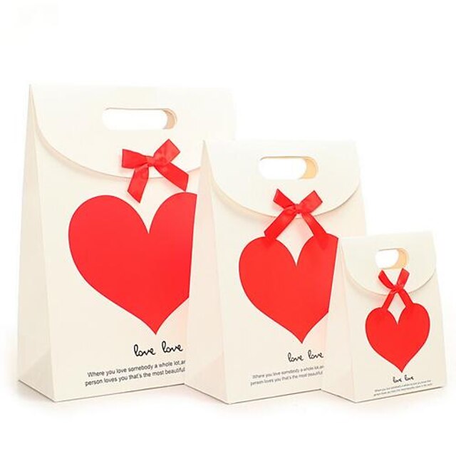 Coway 3Pcs White Red Love Sticky Buckle Fashion Party Paper Gift Bag ...