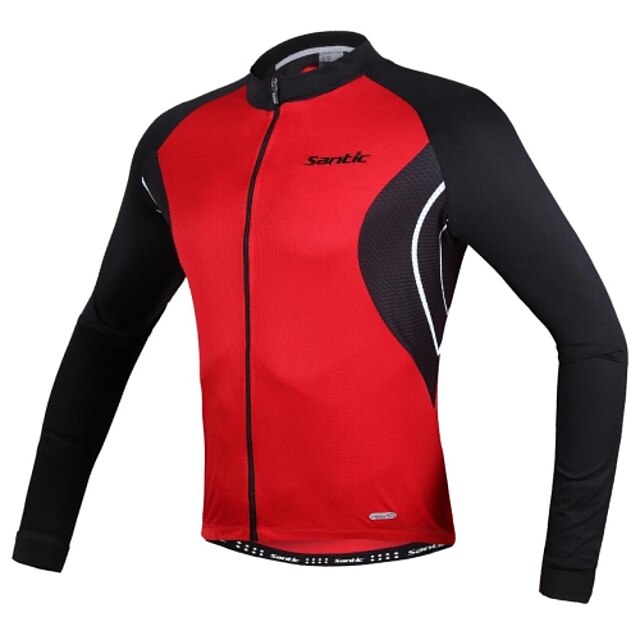  SANTIC Men's Cycling Jacket Bike Top Breathable Anatomic Design Ultraviolet Resistant Sports Polyester Clothing Apparel Bike Wear Advanced Sewing Techniques / High Elasticity / Reflective Strips