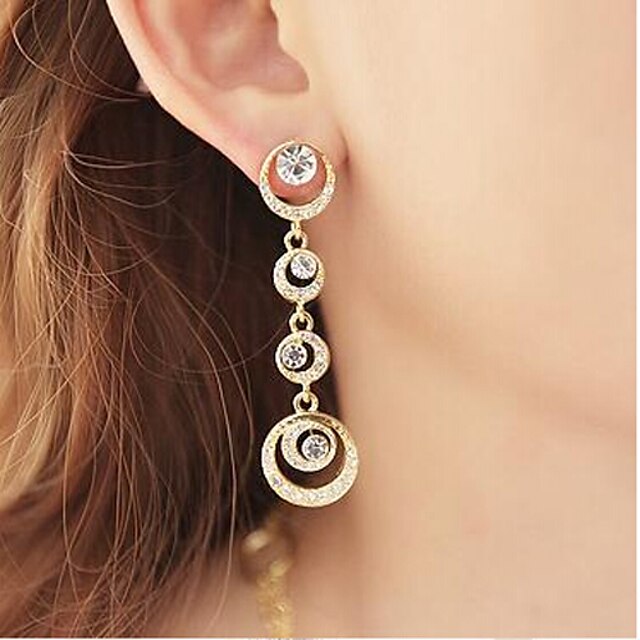  Women's Crystal Drop Earrings Hoop Earrings Hanging Earrings Chandelier Floating Ladies Cubic Zirconia Rhinestone Earrings Jewelry Gold For Wedding Masquerade Engagement Party Prom Promise