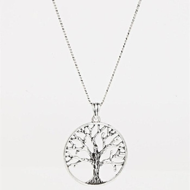 Women's Pendant Necklace Long Friends Tree of Life life Tree Friendship Ladies Fashion Alloy Silver Necklace Jewelry For Party Birthday Thank You Gift Daily
