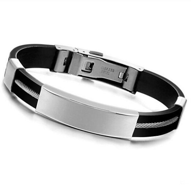  Bracelet ID Homme Silicone Personnalisé Mode Bracelet Bijoux Noir pour Quotidien Décontracté